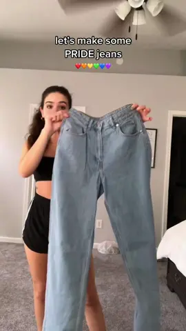 diy 🌈 jeans for PRIDE #lgbt #lgbtq #wlw #gay #lesbiansoftiktok #diyjeans
