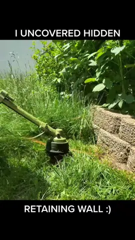 I uncovered a hidden retaining wall #fyp #satisfying #CleanTok #satisfyingvideo #fillslawncare #lawncare #grasstrim