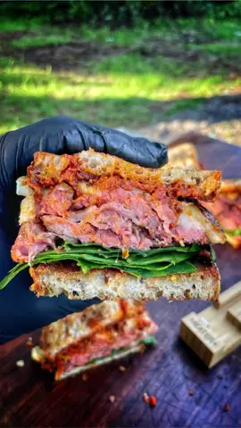 Juicy Steak sandwich with sun dried tomato pesto and Brie. Pimp your lunch folks!  Thanks to my @meatermade  for the perfection! #MEATERProTeam #meater #asmr #outdoorcooking