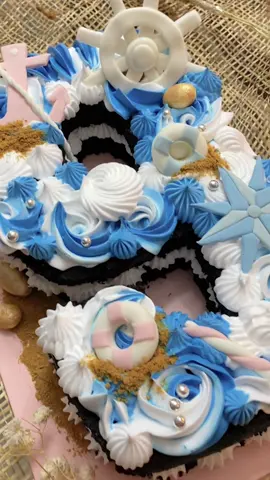 NAUTICAL themed Number cake! 🤍 #cakes #cake #baking #fyp #foryou #numbercake #TiktokPh #decorating #Summer #chocolate #cakedecorating #baker