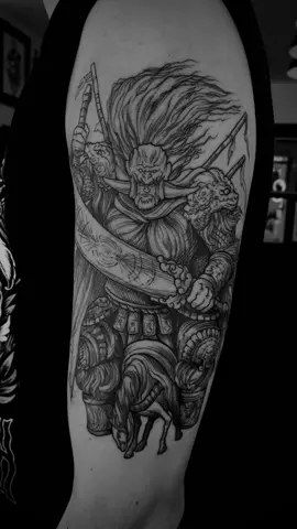 ✶ General Radahn ✶.....#blackworkers #tattoo #eldenring #eldenringhype #eldenringgameplay #eldenringfanart #videogametattoo #darksouls #darksouls3 #bloodborne