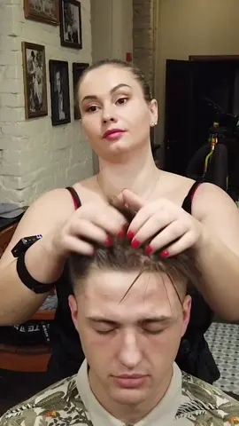 Asmr hair massage. This sound is amazing !!! #ladybarber #asmr #asmrhairbrushing