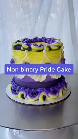 Reply to @headofthelosers  🖤💜🤍💛 #nonbinary #pridecake #cakedecorating #Pride