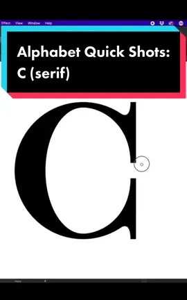 The next letter in the alphabet is C. And this one is one of the more difficult ones to do. But as long as you keep the bezier curves and handles in control and use guides to measure where things are supposed to go and align to, you can create a great looking serif C every time. #design #typography #fonts #fontdesign #type #alphabet #graphicdesign #serif #tutorial #timelapse #process #adobe #illustrator #creativecloud