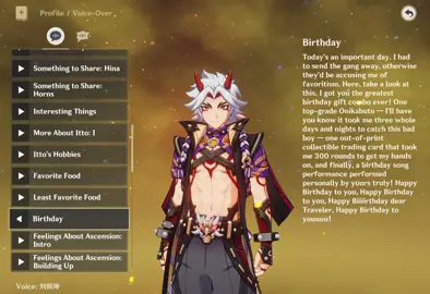 Arataki Itto birthday voice line in all languages! #GenshinImpact #genshin #aratakiitto #aratakiittogenshinimpact #cute #foryoupage #foryou #fypage #foryou #xyzbca #fyp #fypシ
