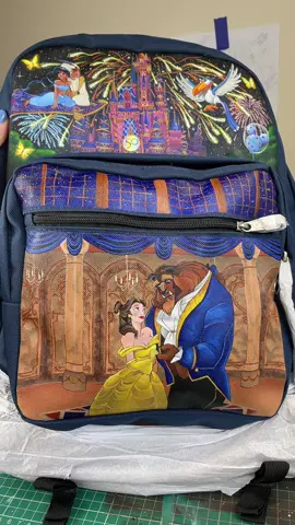 This Beauty and the Beast front pocket was a joy to paint! 😍🌹 #beautyandthebeast #belle #taleasoldastime #disneyart #custombackpack #handpainted #ukartist