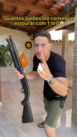 Será que a airsoft vai conseguir estourar todos os balões?!😱 #experimento #curiosidades