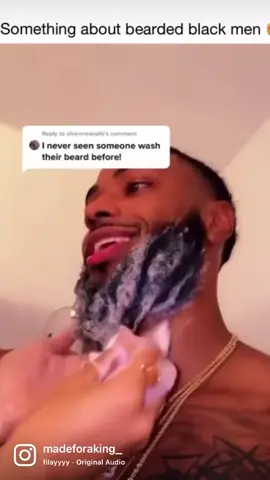 We love to see it. 🖤Make sure you are keeping your beard, hair, and body cleansed with @madeforaking_  products. Our 3 in 1 Legendary Shampoo, Body, and beard wash is made with all natural ingredients such as 🌱aloe vera💊pro vitamin B5🍃chamomile and ⚡️ginseng Leaving the King feel refreshed & ready to take his throne. Get your Made for A King products at MADEJUSTFORAKING.com and @myshadeandtexture #beardedman #beardwash #mcm #blackmen #beardoil #productsforbeards #healthadepopit