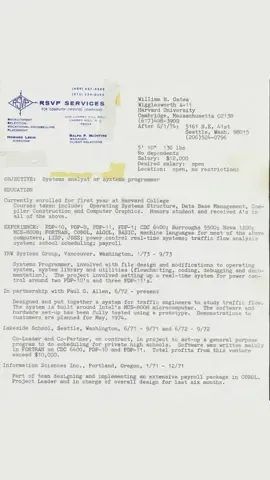 #fyp Bill Gates wheather you are graduate or not your CV would of changed so much…. Bill Gates CV 48 years ago ……. What a change from todays CV #fypシ゚viral