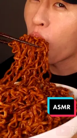 black bean fire noodles~ how much can you eat in one bite? #fyp #asmr #mukbang #asmreating #eating