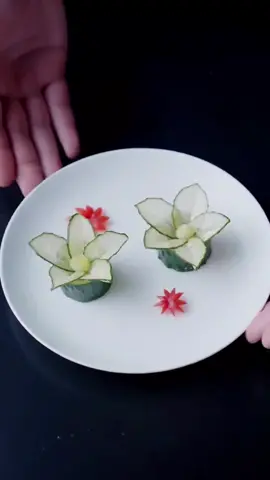 knife skills: how to cut cucumber into a flower #food #knifeskils #sculpture #foryou