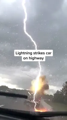 A woman captured the moment lightning struck her husband’s truck in Florida. The truck was left 