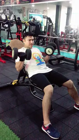 Incline Dumbbell Curl                                 Sitting on an incline bench set to a 45- or 60-degree angle. Incline Dumbbell Curl an isolation exercise that works the muscle groups in your arms.                                   #Fitness #gym #workout #fitnessfit #gymtransformation #workoutchalleng #workoutchallenge #bicepsworkout #bicepchallenge