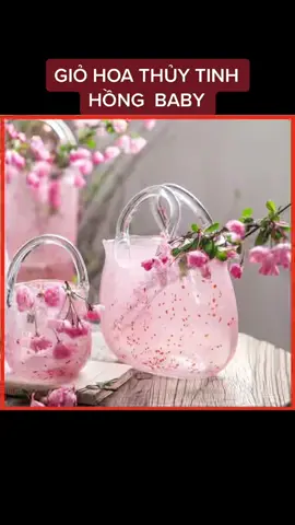GIỎ HOA THUỶ TINH HỒNG BABY #lymdecor #lohoadep #lohoathuytinh #lohoatrangtri