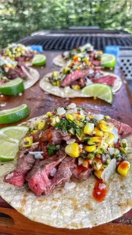 Grilled Corns Chimichurri Steak Tacos !  Super quick, easy and flavorful. #asmrfood