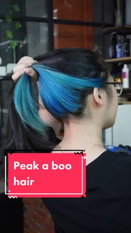 Ocean blue hair boleh dicoba buat pecinta rambut Peak A Boo 👌 #peakaboohair #s7nhairdesign #haircolor #fyp