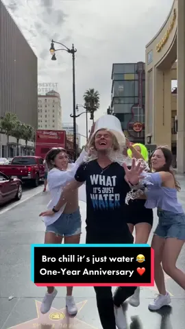 Replying to @_.lyra._.lee._  It’s been a year and it’s still NOT JUST WATER! 😂 #skit #rainonme #karma #prank #public #water #waitforit