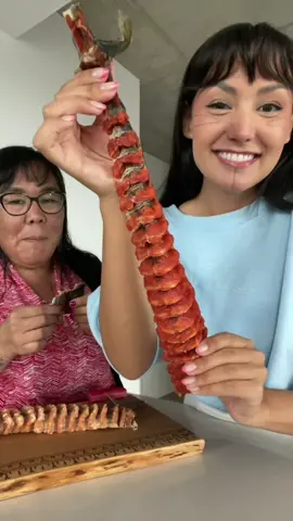 Eating some dried fish “Pitsik” with my mom