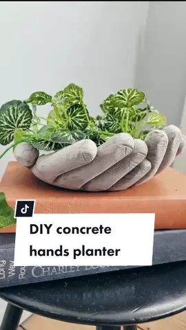 DIY concrete hands planter. Perfect for long dropping leaves. #DIY #diycraft #homedecor #diyconcrete #concretedecor #concreteplanter