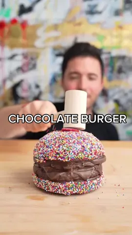 CHOCOLATE BURGER 🤤 Lettuce & tomato not included #dessert #chocolate #sprinkles #burger