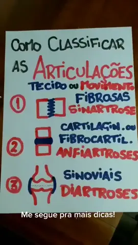 Como classificar as Articulações. Parte 1.Me segue para mais dicas como essa. #anatomiafacil #anatomy #anatomia #aulaanatomia #educacaofisica #massoterapia #fisioterapia #enfermagem #medicina #estudos