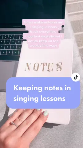 Tracking my to dos in each 1:1 Singing lesson! 📒DISCLAIMER…I do still use a paper book! I do keep everything important digitally but this is a useful way of stopping my digital storage from being used up so I can keep on to of what I need to do each week in preparation for the next. When this notebook is full, I just recycle it (I don’t put any sensitive information in here) ✨ #notebook #singinglesson #teacher #teachersoftiktok #singingschool #freelancer #music #stationary
