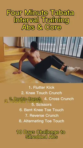 Four Minute Tabata Workout - Abs & Core 😎🔥Let’s continue the hard work! #Fitness #workout #workoutroutine #workoutfromhome #yoga #tabata #noequipmentworkout #DailyRoutine #fyp