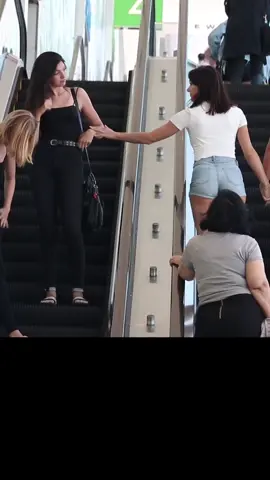 Touching hands on the escalator! 🤣 #funny #comedy #escalatorgirl #escalatorprank #funnyvideos #pranks