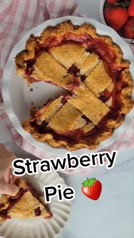 Strawberry Pie with the buttermilk lattice crust 🍓 #baking #food #sweets #Foodie #dessert #strawberrypie #pie #strawberry #strawberries #piemaking #fruitpie #bakedpie #freshbakedpie #strawberryfilling #strawberryfilled #buttermilkcrust #piecrust #latticepie #latticepiecrust