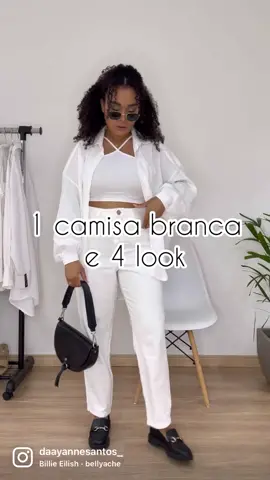 1 CAMISA BRANCA e 4 Looks! 🤍✨1,2,3 ou 4? Qual você usaria? A camisa branca é uma peça básica essencial para compor vários looks pra usar no dia a dia. Você tem alguma? Então já salva essa dica e marca uma amiga pra se inspirar também. #fy #fyp #fypシ