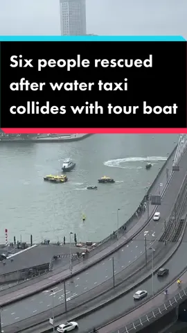 Six people were rescued from a water taxi in the Netherlands after it collided with a tour boat #news #netherlands #watertaxi