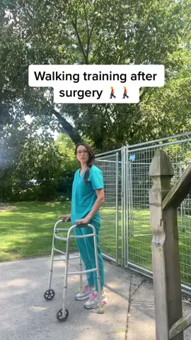 Walking training after surgery when you have full weight bearing. Heel toe, same amount of time spent on each leg with equal step length and upright posture. Need help locally? Call us today. 567-454-1046 www.viptherapy.org #caregiver #caregiverlife #caregiversoftiktok #injuryrehab #injuryrecovery #injury #surgerytiktok #surgery #surgeryrehab #stna #nurse #physicaltherapy #physicaltherapist #physicaltherapytiktok #walking #health #wellnesstips #cashpt @lynlemon361