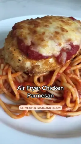 Probably the number 1 requested meal at our house- so easy and the whole family will love it #airfryerrecipes #easymeal #chickenparmesan #healthycooking