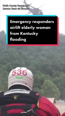 Emergency responders airlifted an elderly woman from her home in Kentucky after severe weather conditions caused historic flooding #news #kentucky #flooding 