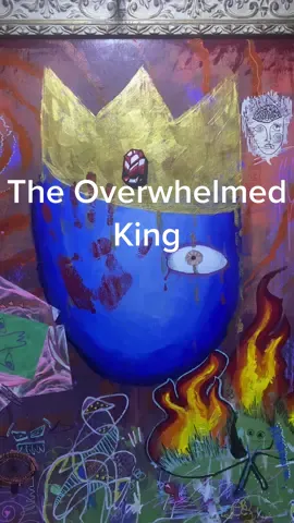 “The Overwhelmed King”. I found a big fancy painting at the thrift store and I had to take advantage if the frame! #fyp #art #artistsoftiktok #abstractart #dopeart