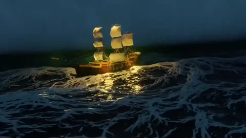 I made this blender animation of a ship #animation #cartoon #pirateship #storm #ocean #davyjoneslocker