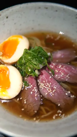 RFTS Shoyu Beef Ramen. Carefully-crafted clear chicken broth infused with premium soysauce, house-made noodles, USDA Prime beef steak. Wholesomeness in a bowl!#RFTS #RamenForTheSoul #shoyuramen #ramenjakarta #ramen #fyp #makanenak #ramenenak #ramenenakjakarta