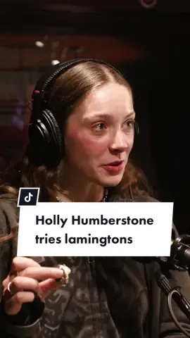 @HollyHumberstone tries #lamingtons for the first time ever, as a little treat