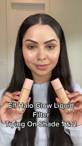 Elf halo glow liquid filter trying on shade 1 and shade 2 which one do you like better? #elfyeah #nourisheveryyou #fyp #ReTokforNature