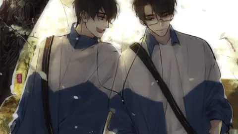 Con đường số 3 vẫn dài chẳng thấy điểm cuối, tán cây ngô đồng vẫn rậm rạp xum xuê như thuở năm nào.  Hôm nay trời trong nắng đẹp, gió lướt qua ngọn cây rừng, lúc ấy họ đang thuở thiếu niên.  #brn✨ #boylove #đammỹ #dammy #mỗmỗ #moumou #某某 #某某臻  #bl #xh #xuhuong