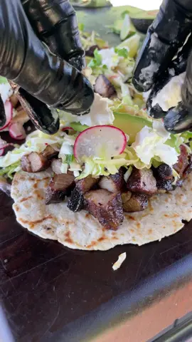 Live like every day is Taco Tuesday!  Grilled Pork Belly Tacos topped with Jalapeño & Radish Slaw. Tac-OMG is was good 🤤 Have a spec-taco-ular day y’all! #asmr #nomadgrills #tacos #porkbelly