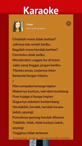 cindai by dato' siti nurhaliza karaoke with backing vokal and lyrics #karaoke_lirik #cindai #sitinurhaliza #karaoke #fypp #liriklagu #melayu
