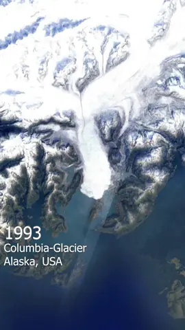 Columbia Glacier is one of the fastest moving glaciers and as been retreating since early 1980s!! #climatechange #glacier #fyp #viral #timelapse