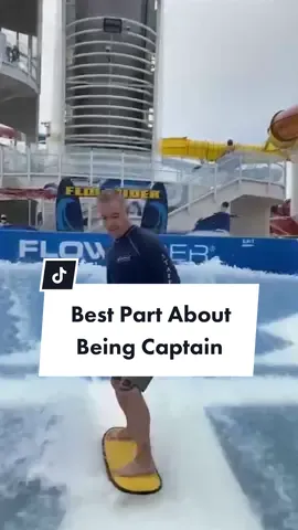 Helm in one hand. Surfboard in the other. 😏#cruise #cruiseship #RoyalCaribbean #Captain #favoritethings #bestpart