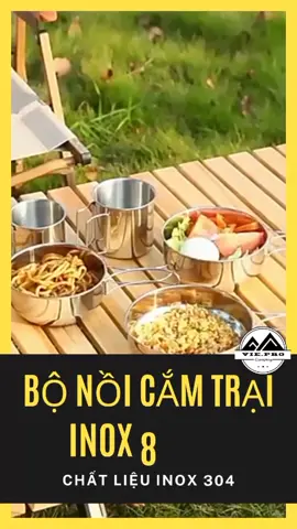 Bộ nồi inox 8 món cắm trại du lịch dã ngoại ngoài trời #bonoiinox #dulich #camtraicauca #trend@VIE.PRO
