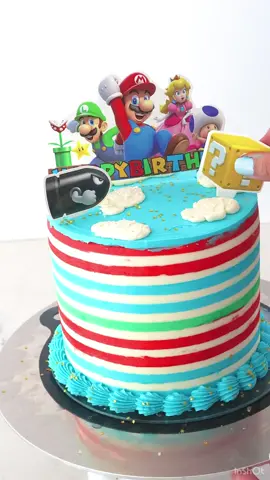 DIY Mario Brothers cake. Toppers from Amazon! #mariobros #mariobrothers #mariobrotherstheme #mariocake 
