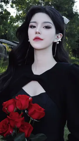 Black dress + red rose #makeup #asmr #asmrvideo #beauty #fyp #fypシ #tiktokmakeup #skincare #foryou #rose #blackdress 