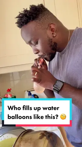 Is this a life hack or has he just made his life 10x harder?? #fyp #dadsoftiktok #waterballoons #dadtok #parenttok #toddlersoftiktok #familytime #uksummer #heatwave #foryoupage #shoulditellhim #growingupkenyan #hardwork