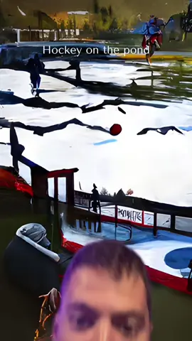might have to hang this painting in my living room. “Hockey on the Pond” by AI. #hockey #NHL #fyp