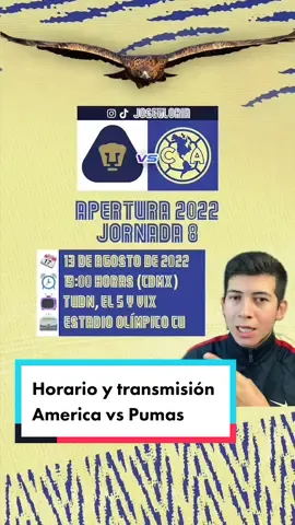 ¿Donde ver el America vs Pumas en vivo? 🔥🦅 #ClubAmerica #Pumas #Futbol #FutbolMexicano #TikTokDeportes #josegloria